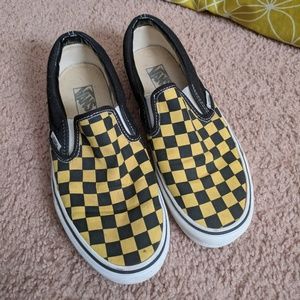 black and yellow checkerboard vans